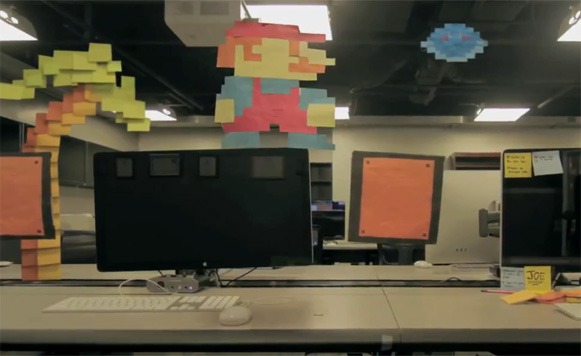 Ingeniosa animación de Mario Bros hecha con post it´s (por Iohanna Küppers y Pulpo Caivano)
